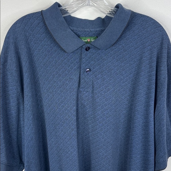 David Taylor Men's XXXLT Diamond Pattern Navy Blue Classic Polo Shirt - Picture 2 of 7